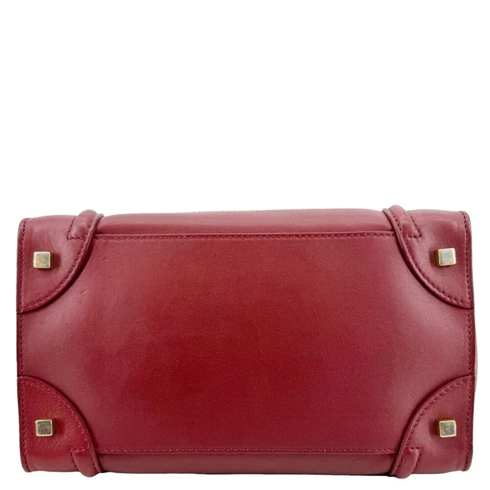 Celine  Nano Luggage Leather Satchel Bag Burgundy - Picture 12 of 15